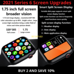 2021 Smart Watch for iPhone iOS Android Phone Bluetooth Waterproof Fitness Watch
