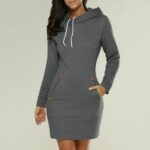 Women Casual Dress Long Sleeve Hoodie Hooded Jumper Pullover Sweater Tops Autumn