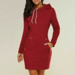 Women Casual Dress Long Sleeve Hoodie Hooded Jumper Pullover Sweater Tops Autumn
