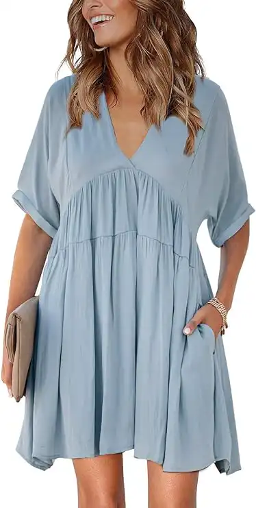 HUUSA Women Long Sleeve Casual Summer Ruffle Backless Floral Flowy Swing Mini Dress HUUSA Women Long Sleeve Casual Summer Ruffle Backless Floral Flowy Swing Mini Dress