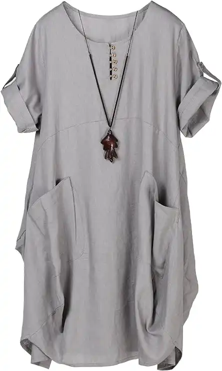 Minibee Womens Ruffle Oversize Casual Midi Dresses with Pockets Minibee Womens Ruffle Oversize Casual Midi Dresses with Pockets