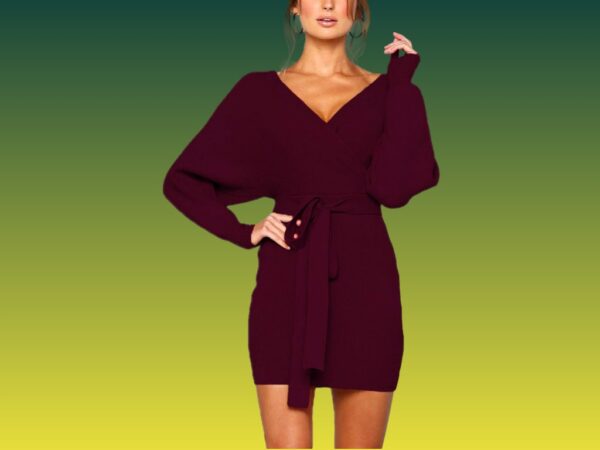 Womens Bodycon Knit Sweater Dress Casual Slim Long Sleeve One Piece Mini Jumper