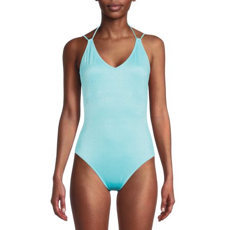 No Boundaries Juniors' Lurex Knit One Piece Swimsuit