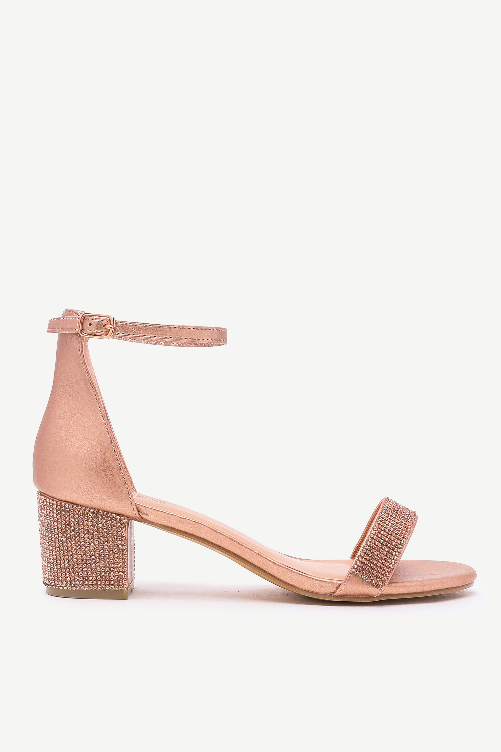 Ardene Gemstone Block Heel Sandals in Pink | Women's Size 8 | Faux Leather/Rubber | Cushioned Insole