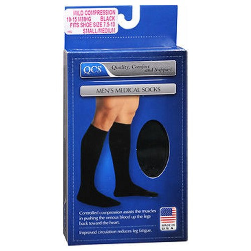 QCS Men's Medical Socks Mild Black Medium Large 1 Pair by Scott Specialties