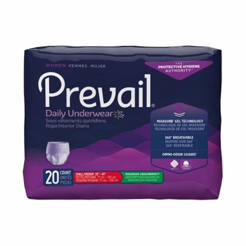 Female Adult Absorbent Underwear Prevail For Women Daily Underwear Pull On with Tear Away Seams Sma Lavender 20 Bags by First Q