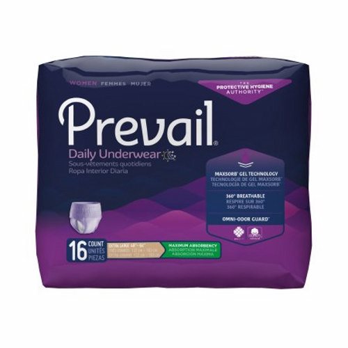 Female Adult Absorbent Underwear Prevail For Women Daily Underwear Pull On with Tear Away Seams X-L Lavender 16 Bags by First Q