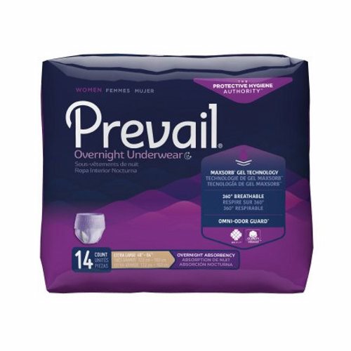 Female Adult Absorbent Underwear Prevail Women's Overnight Pull On with Tear Away Seams X-Large Dis - 14 Count by First Quality