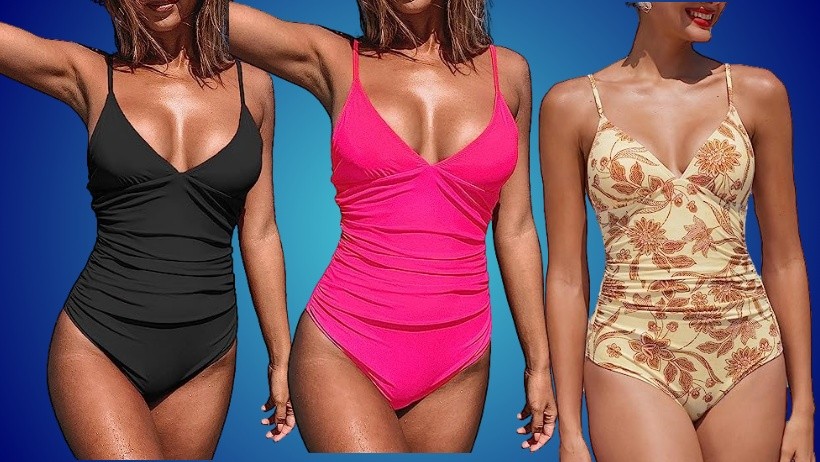 CUPSHE Womens One Piece Swimsuit Tummy Control V Neck