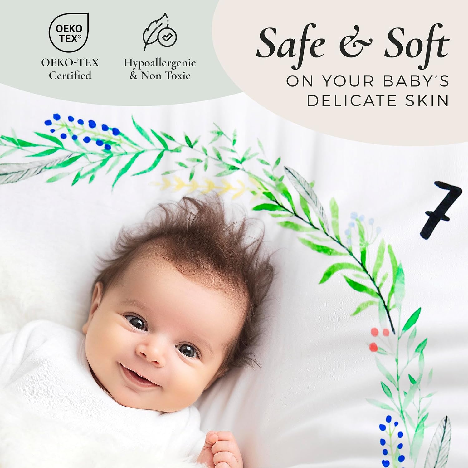 Bloom & Bear Monthly Baby Milestone Blanket and Milestone Card Set