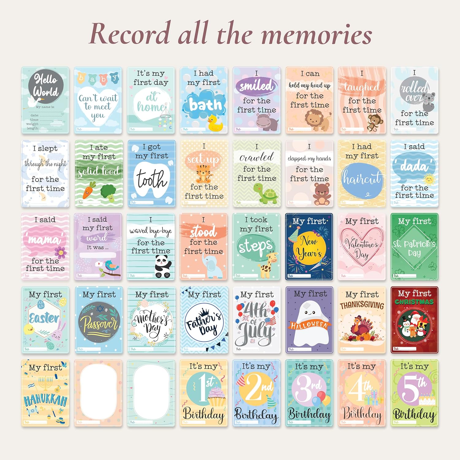 Bloom & Bear Monthly Baby Milestone Blanket and Milestone Card Set
