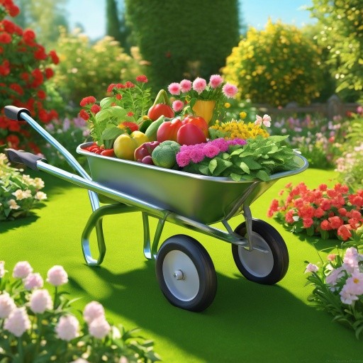gardener using Wheelbarrow in outdoor garden