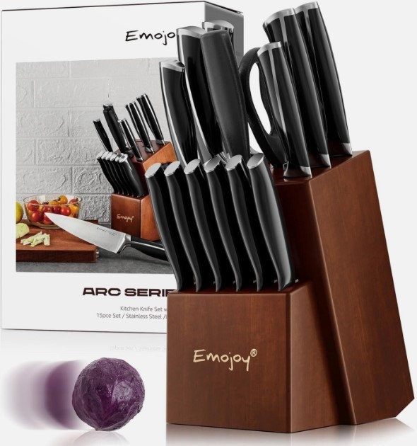 Emojoy 15 Piece Kitchen Knife Set