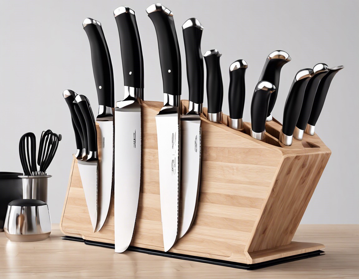 McCook Knife Sets - German Stainless Steel Kitchen Knife Block Sets with Built-in Sharpener