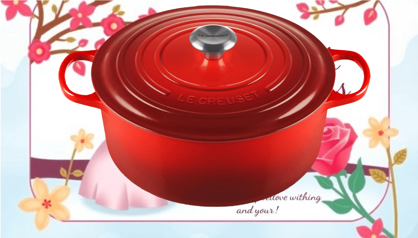 a red pot with a lid