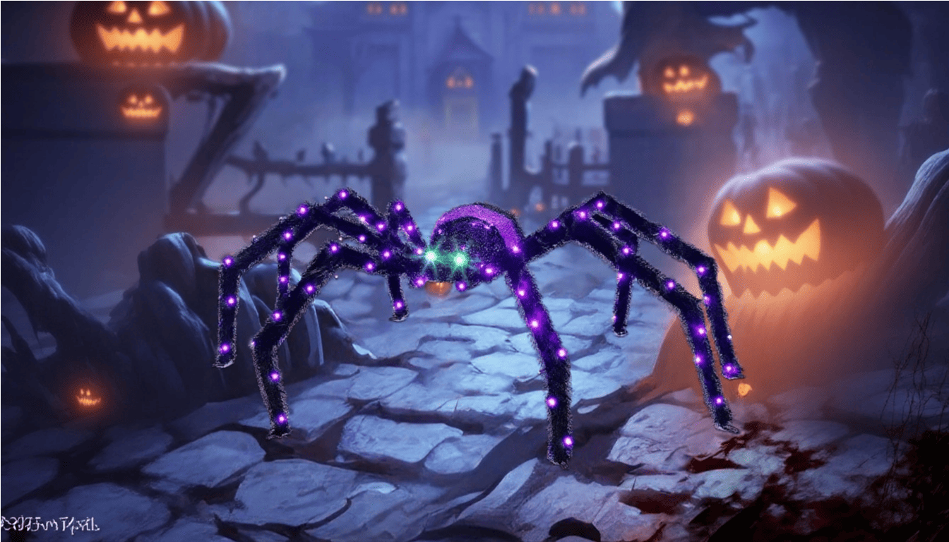 Giant spider decoration with lights
