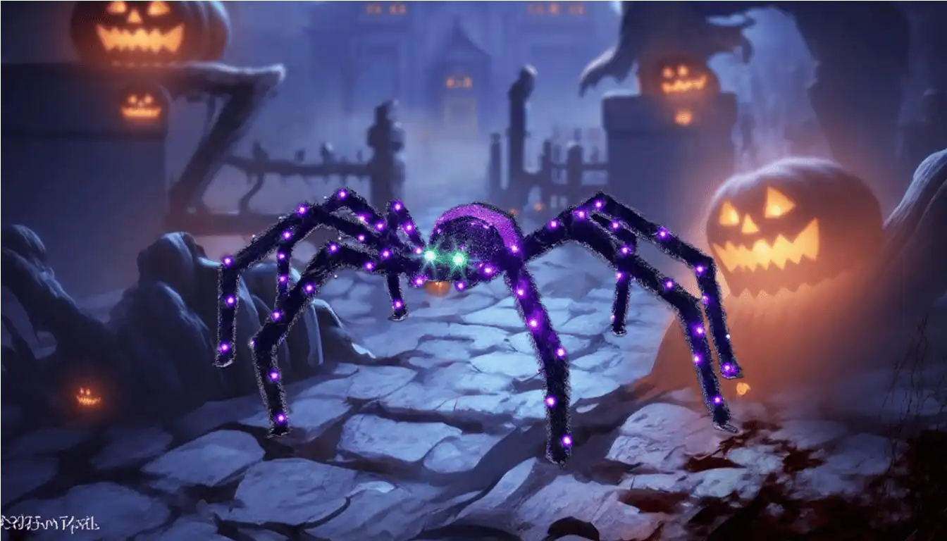 Giant spider decoration with lights