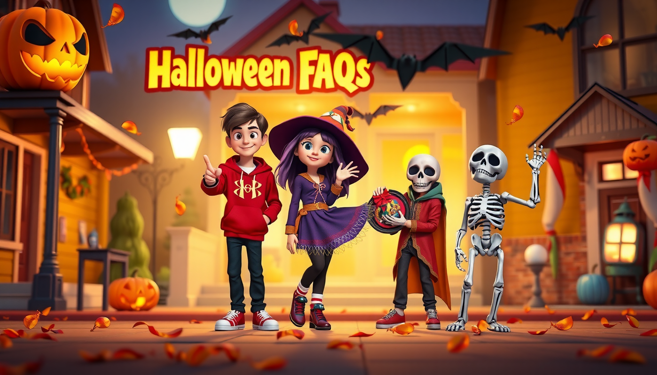 Children in costumes celebrating Halloween.