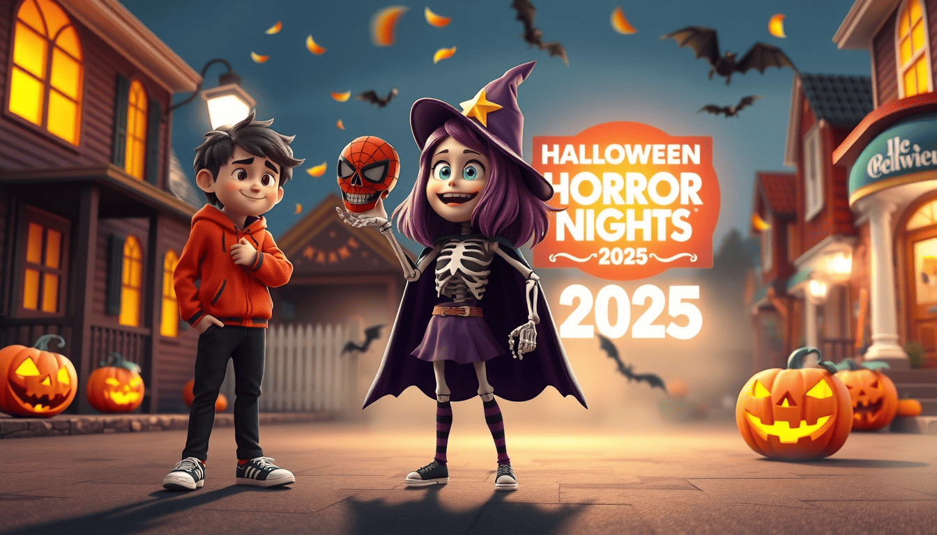 Entrance to Halloween event at dusk.