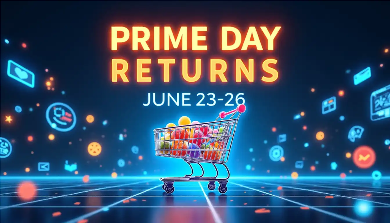 Colorful shopping cart with promotional text