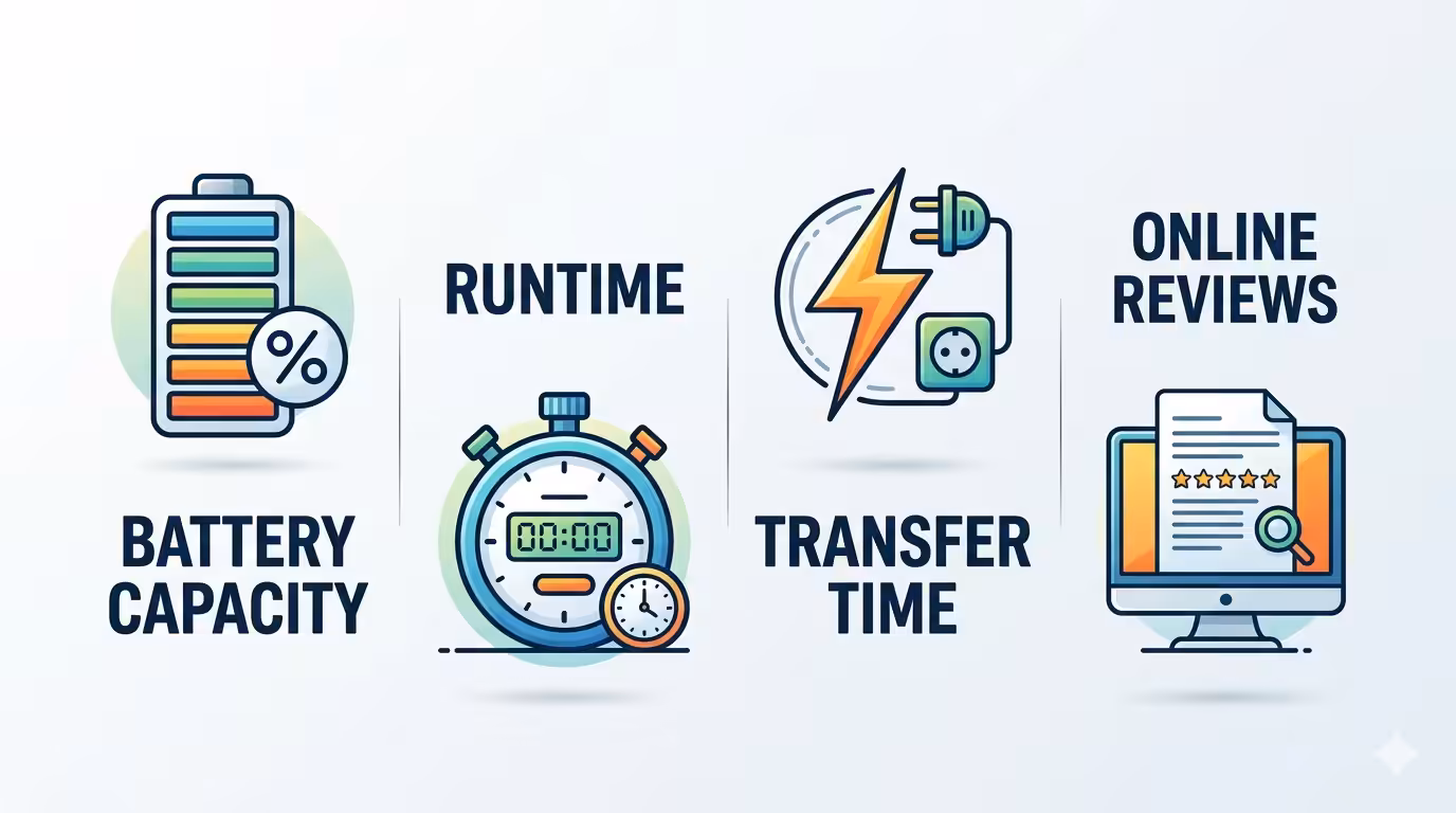 Battery metrics and online reviews icons