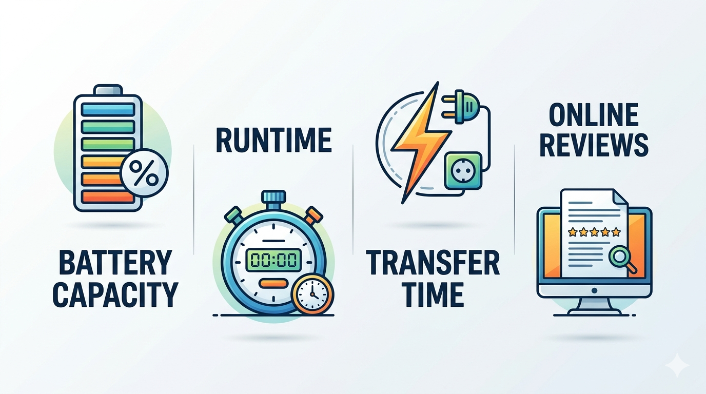 Battery metrics and online reviews icons